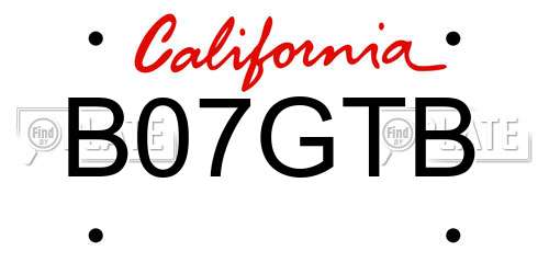 B07GTB California License Plate