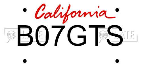B07GTS California License Plate