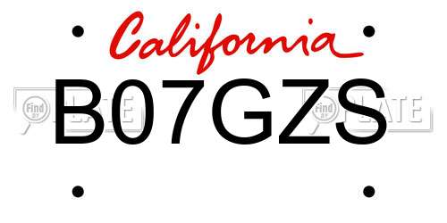 B07GZS California License Plate