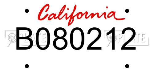 B080212 California License Plate