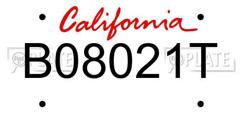 B08021T California License Plate