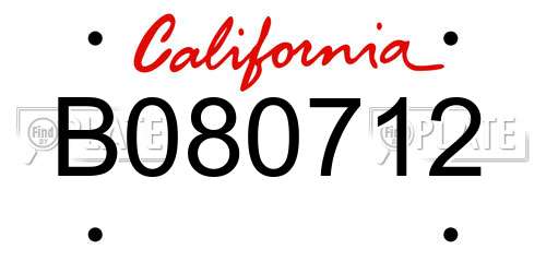 B080712 California License Plate