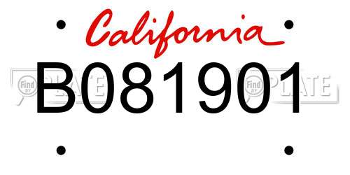 B081901 California License Plate