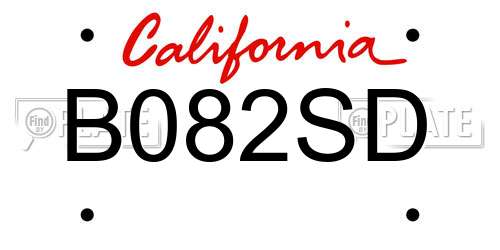B082SD California License Plate