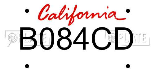 B084CD California License Plate