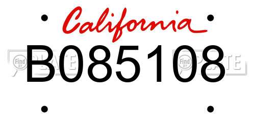 B085108 California License Plate