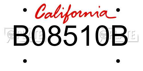 B08510B California License Plate
