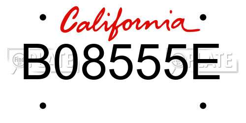 B08555E California License Plate