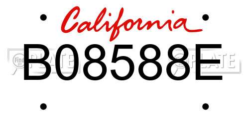 B08588E California License Plate