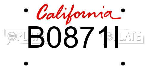 B0871I California License Plate