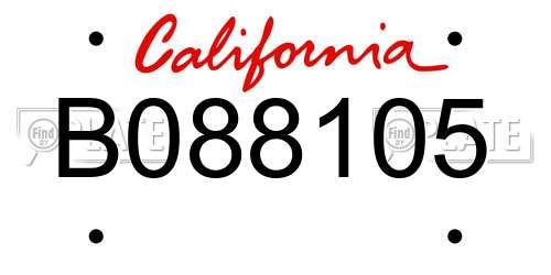 B088105 California License Plate
