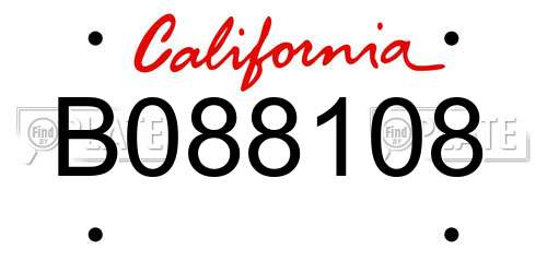 B088108 California License Plate