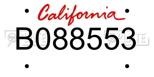 B088553 California License Plate