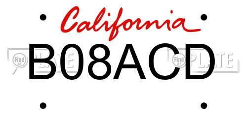B08ACD California License Plate