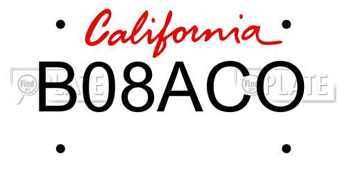 B08ACO California License Plate