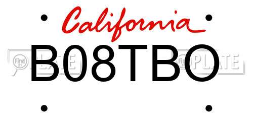 B08TBO California License Plate