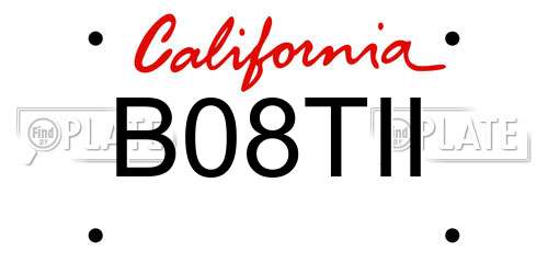 B08TII California License Plate