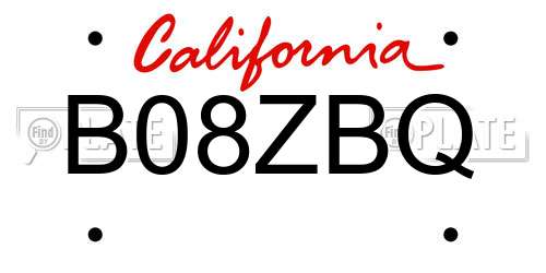 B08ZBQ California License Plate