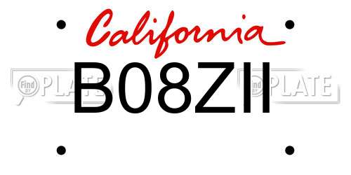 B08ZII California License Plate