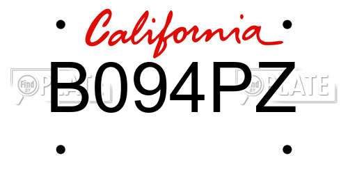 B094PZ California License Plate