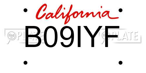 B09IYF California License Plate