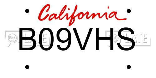 B09VHS California License Plate