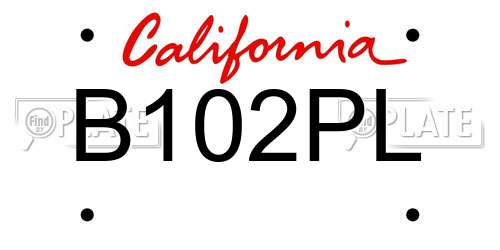 B102PL California License Plate
