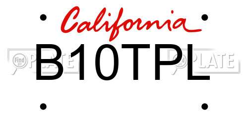 B10TPL California License Plate