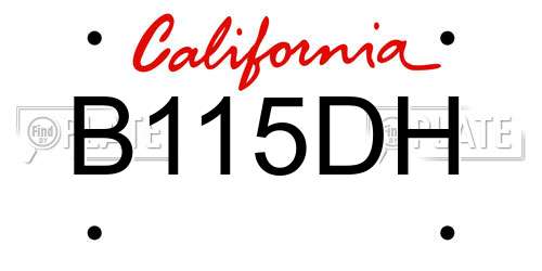 B115DH California License Plate