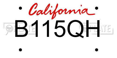 B115QH California License Plate