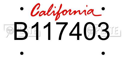 B117403 California License Plate