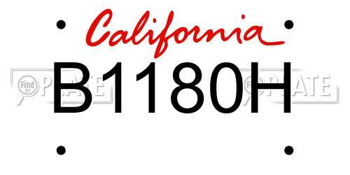 B1180H California License Plate