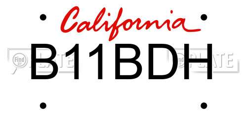 B11BDH California License Plate