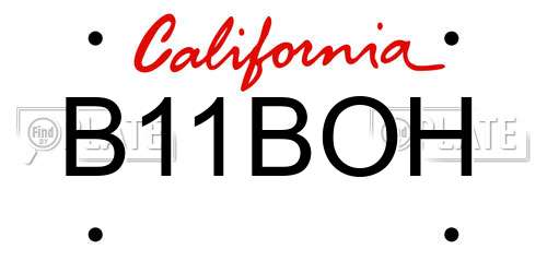 B11BOH California License Plate