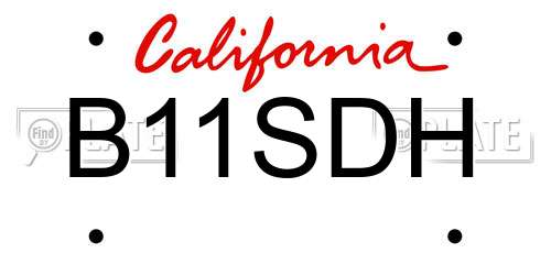 B11SDH California License Plate