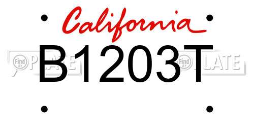 B1203T California License Plate
