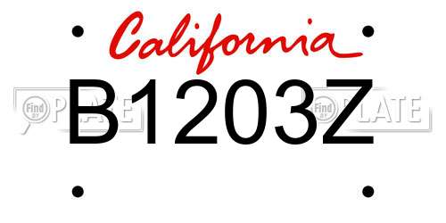 B1203Z California License Plate
