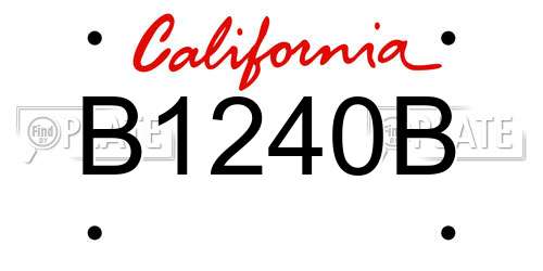B1240B California License Plate