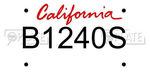 B1240S California License Plate