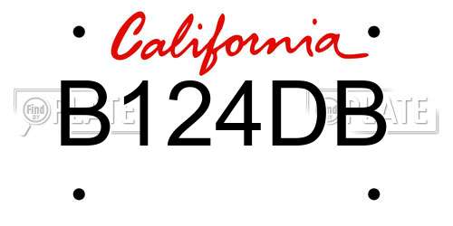 B124DB California License Plate