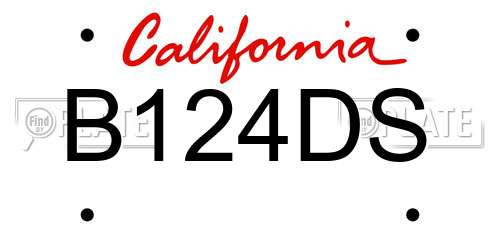 B124DS California License Plate