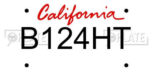 B124HT California License Plate