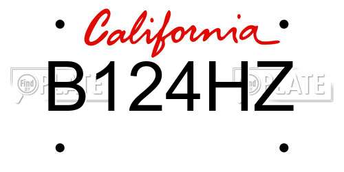 B124HZ California License Plate