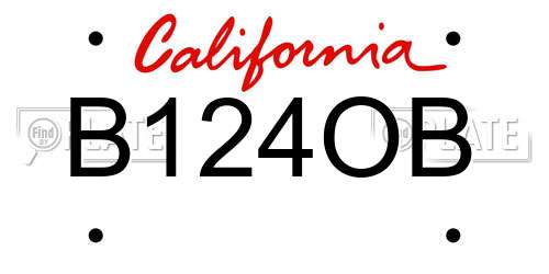 B124OB California License Plate