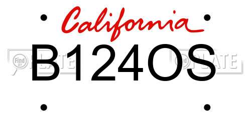 B124OS California License Plate