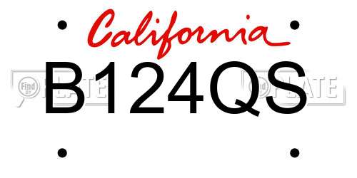 B124QS California License Plate