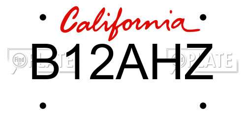 B12AHZ California License Plate