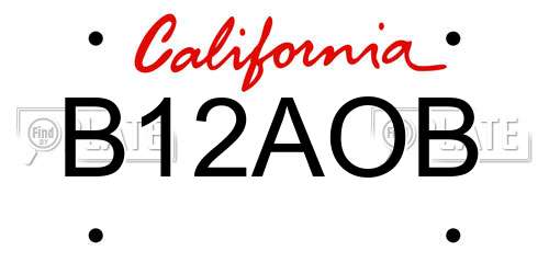 B12AOB California License Plate