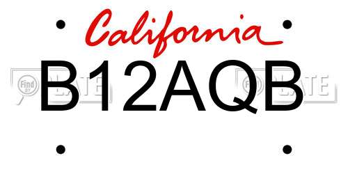 B12AQB California License Plate
