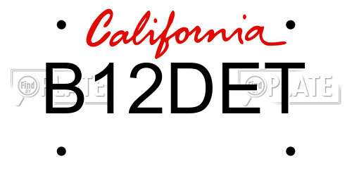 B12DET California License Plate